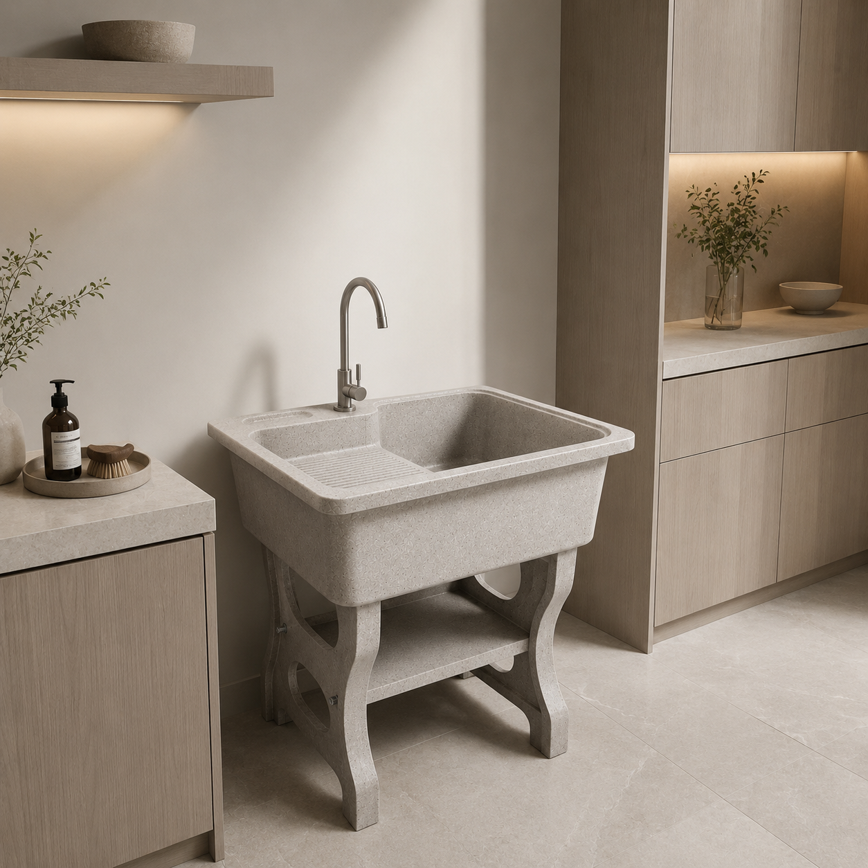 อ่างล้างจานขาตั้ง หินควอตซ์ 1 หลุม 1 ที่พัก DINOSAUR WASHTUB ขนาด 80X60X23ซม. สีออฟไวท์_7